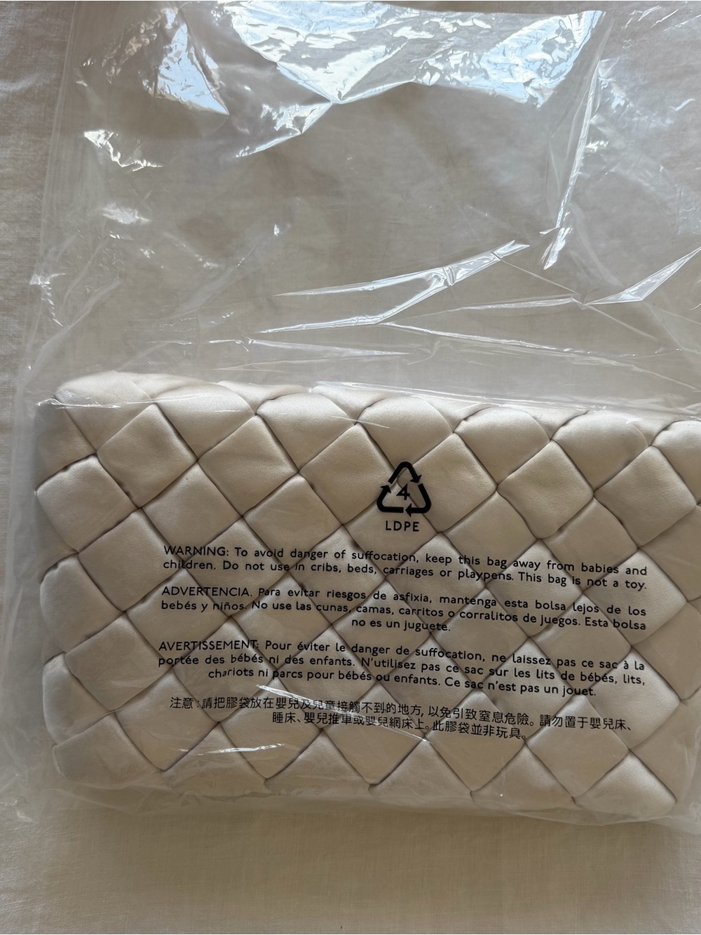NWT Loeffler Randall Aviva Cream Woven Satin Clutch - Picture 5 of 5
